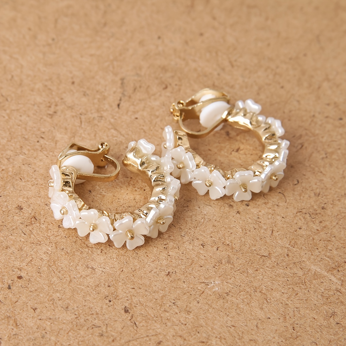 Golden Yellow Floral Women's Ear Clips